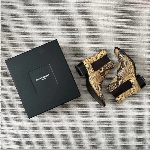 SAINT LAURENT Wyatt Python Snake Embossed Chelsea Boots Size
36.5 Tan Brown - Picture 4 of 13